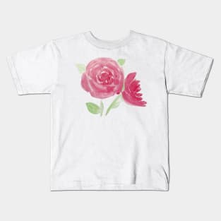 watercolour pink flowers watercolor purple flowers pink and purple flowers Kids T-Shirt